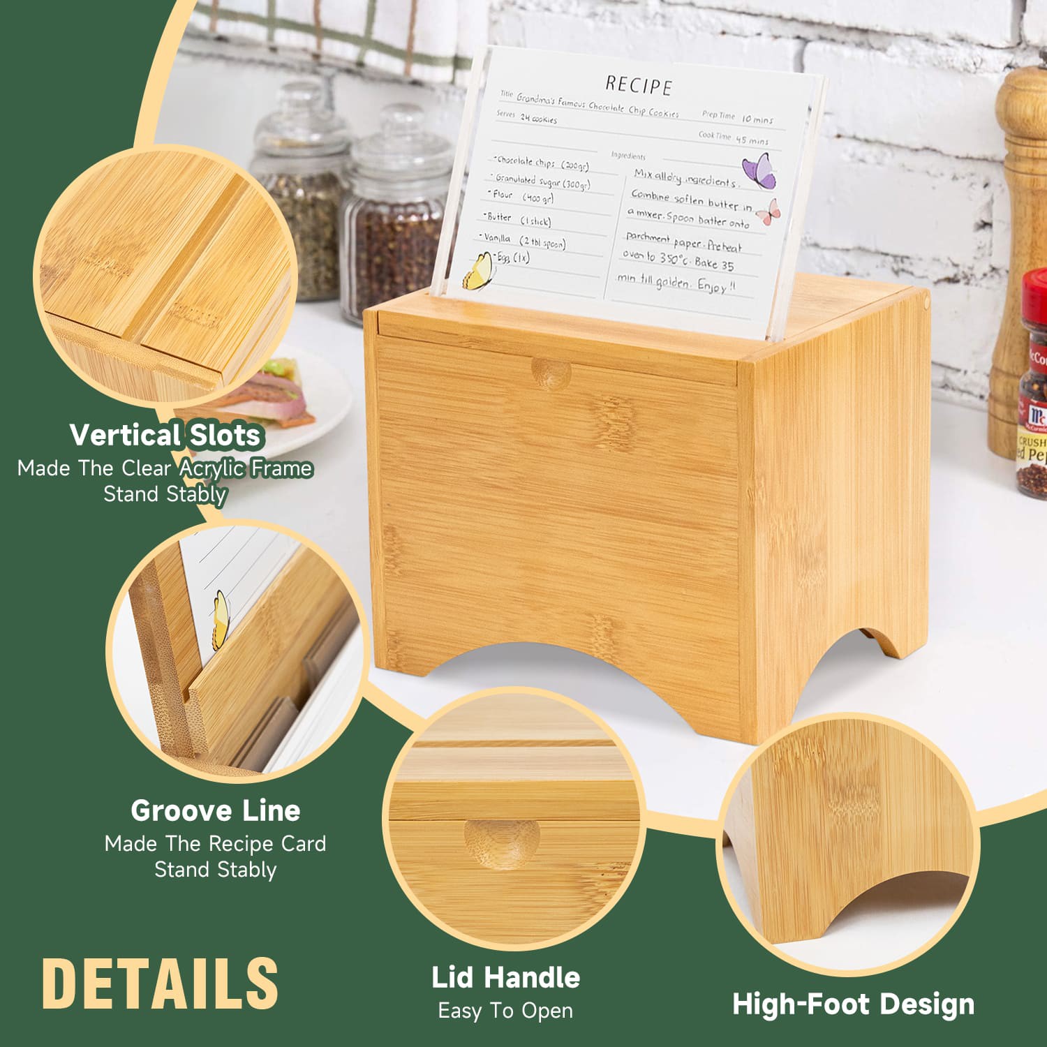 Bamboo Recipe Box with Recipe Cards 3 Bamboo Recipe Box with Recipe Cards 3